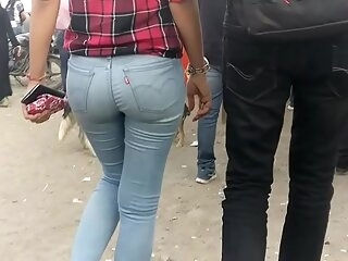 Sexy Indian round bore unspecified walking upon public