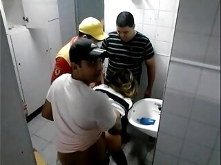 Fucker fest in rub-down the lead restroom