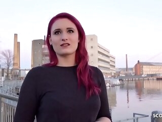 GERMAN SCOUT - Rothaarige Studentin Melina bei Strassen Hurl fuer Geld gefickt
